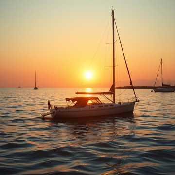 The Bay at Sunset Over